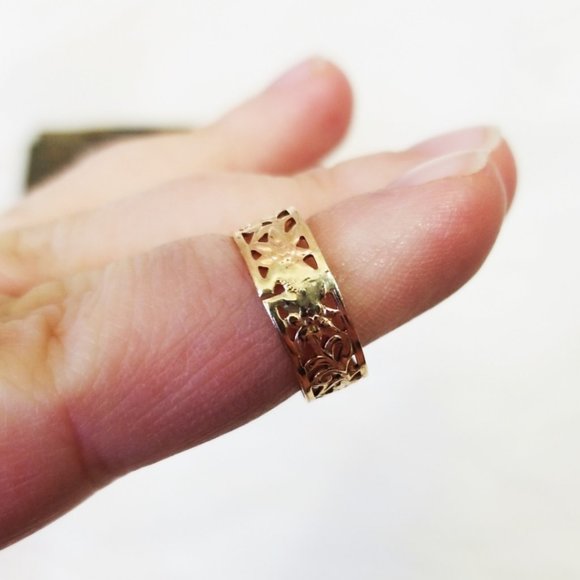 {nwt} Wide 14k Gold Vermeil Wildflower Midi Ring - Picture 6 of 7